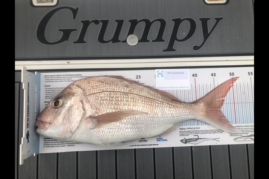 Warren Newman caught this 46.0cm Snapper at Waiheke during The OBC Fishing Competition